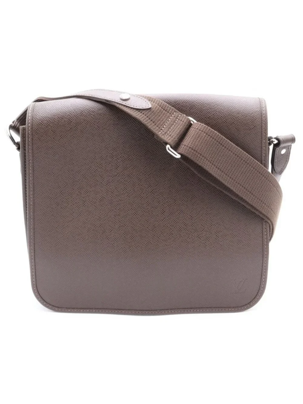 Louis Vuitton Taiga Victor Shoulder Bag Brown Leather Silver